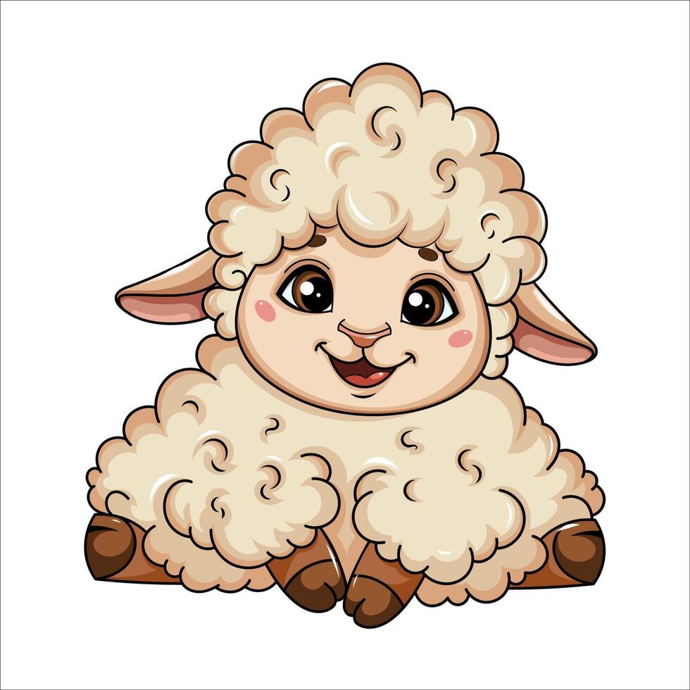 Eid al-Adha Mubarak. Funny cartoon character ram vector