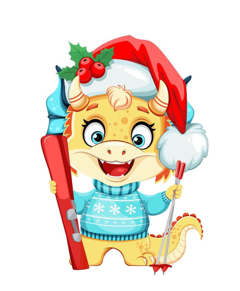 Cute dragon. Happy New Year and Merry Christmas vector