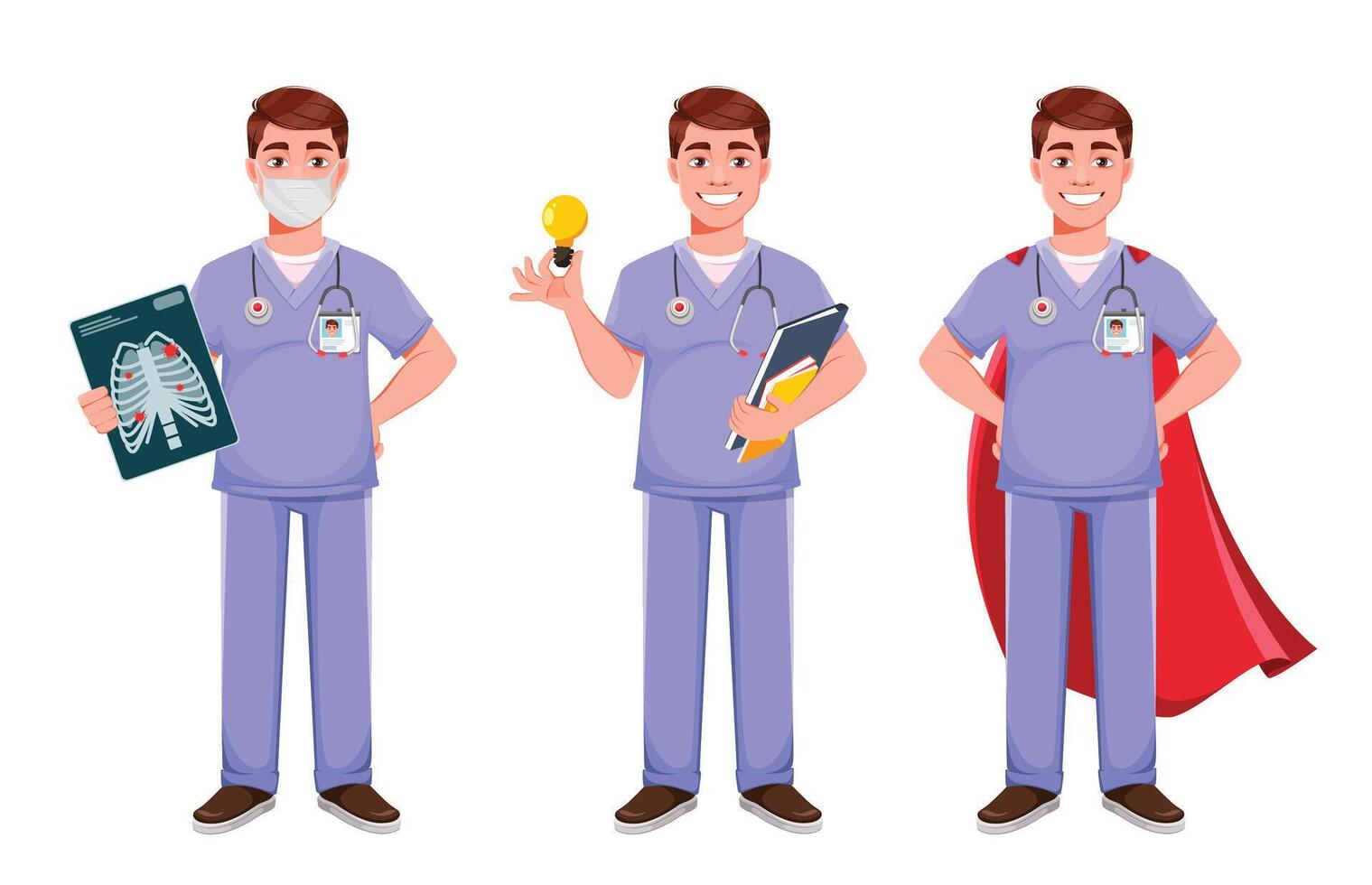 Handsome doctor in professional uniform vector