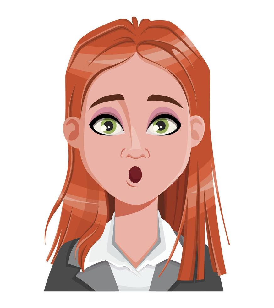 Face expression of beautiful redhead woman vector