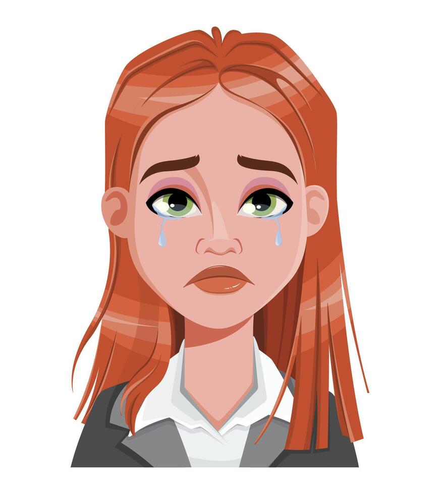 Face expression of beautiful redhead woman vector