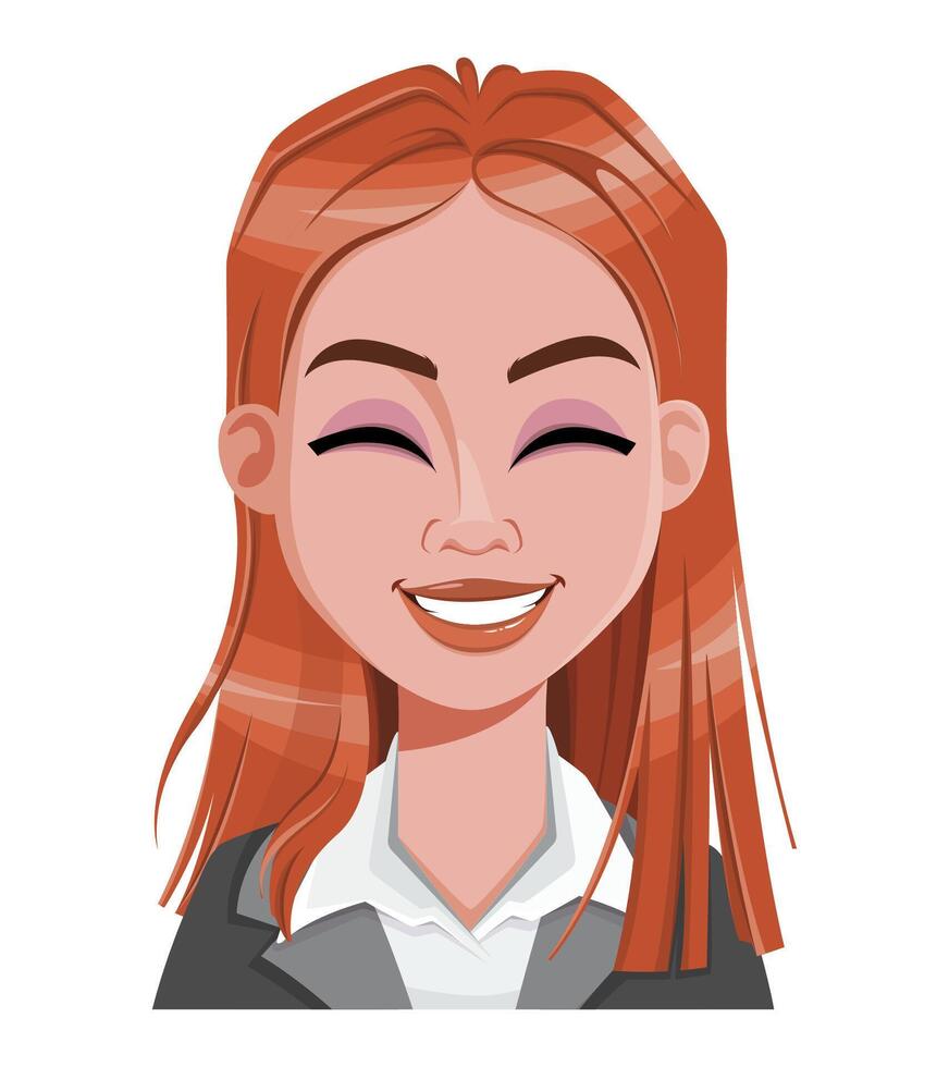 Face expression of beautiful redhead woman vector