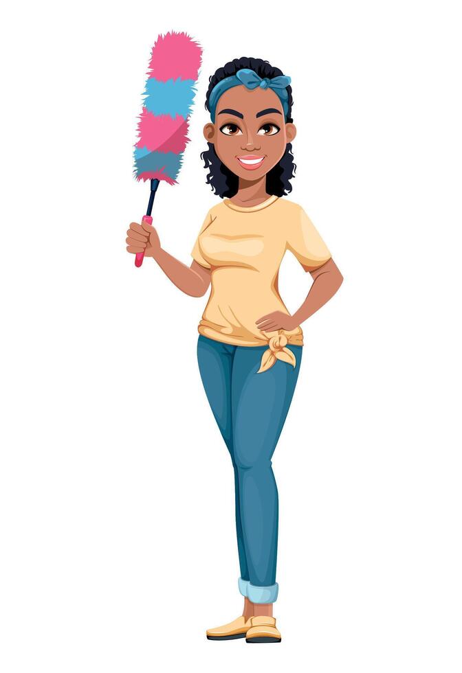 Pretty African American housewife vector