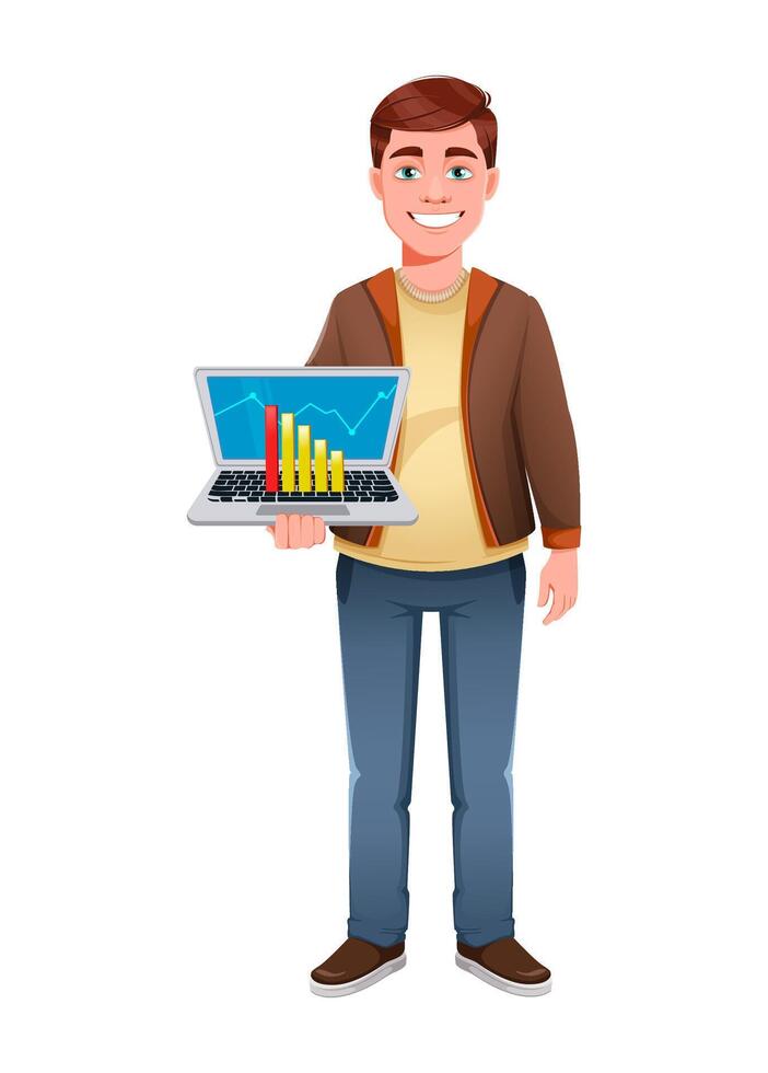 Young businessman cartoon character in flat style vector