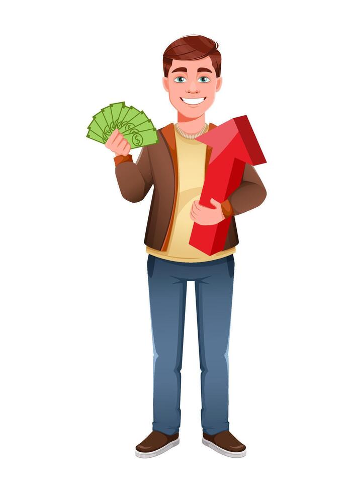 Young businessman cartoon character in flat style vector