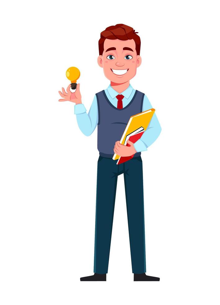 Handsome business man having a good idea vector