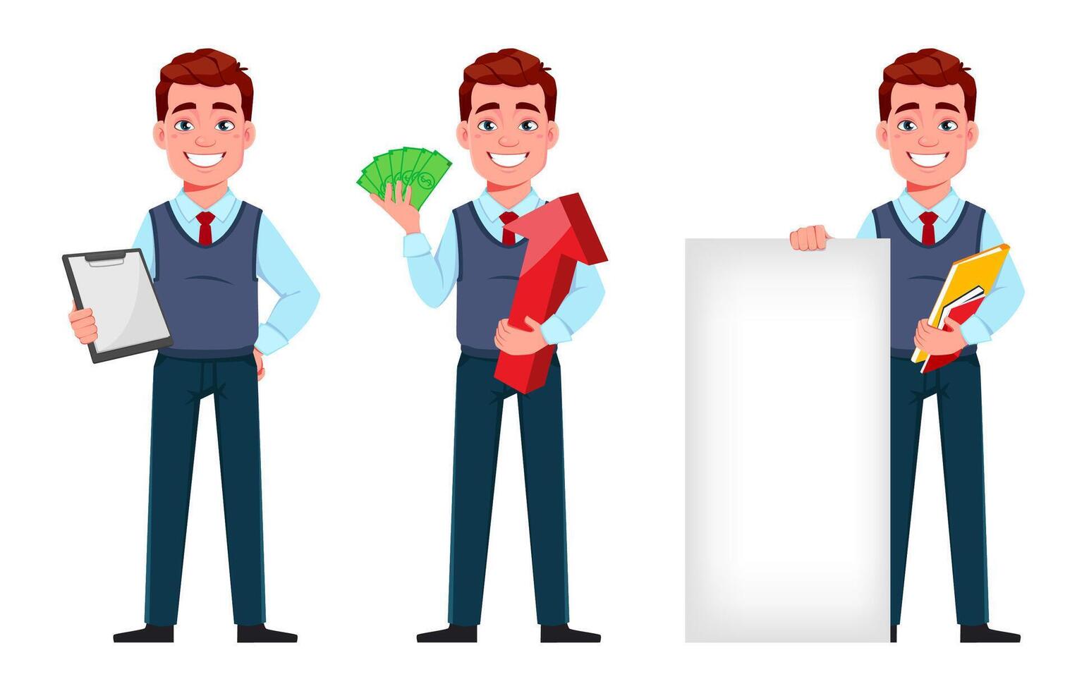 Young businessman cartoon character in flat style vector