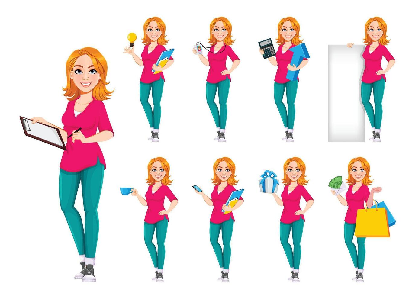 Successful businesswoman. Cute business woman vector