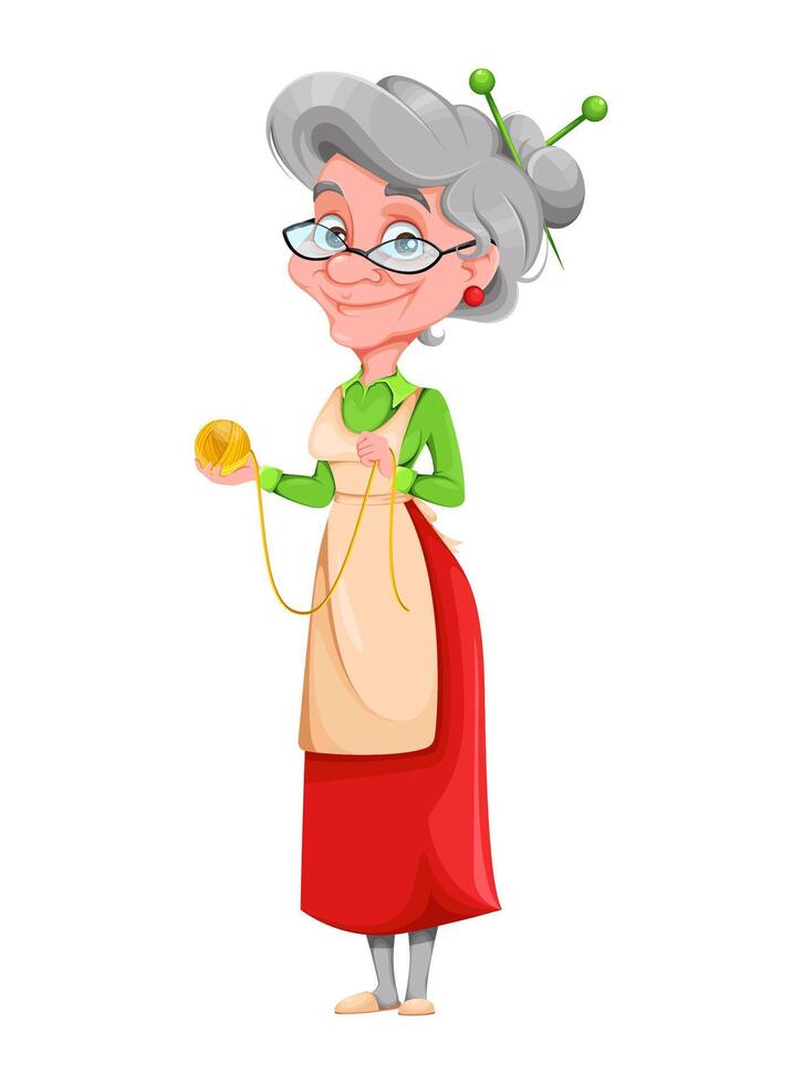 Cute smiling old woman. Happy Grandparents day vector