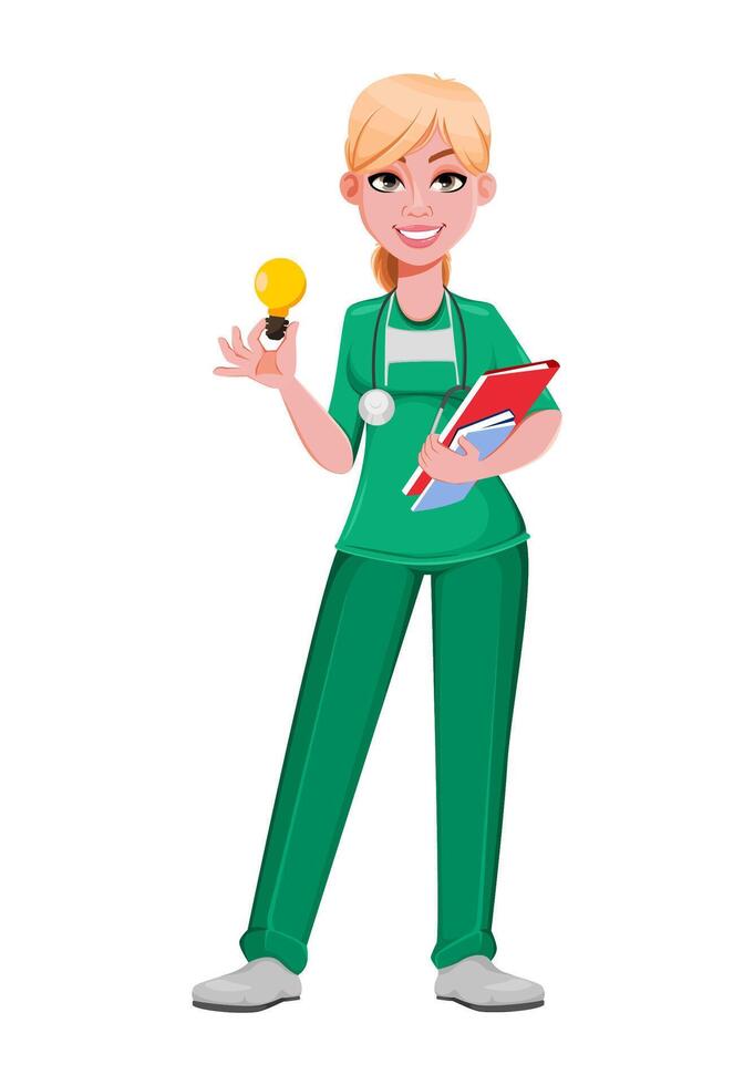 Beautiful woman doctor having a good idea vector