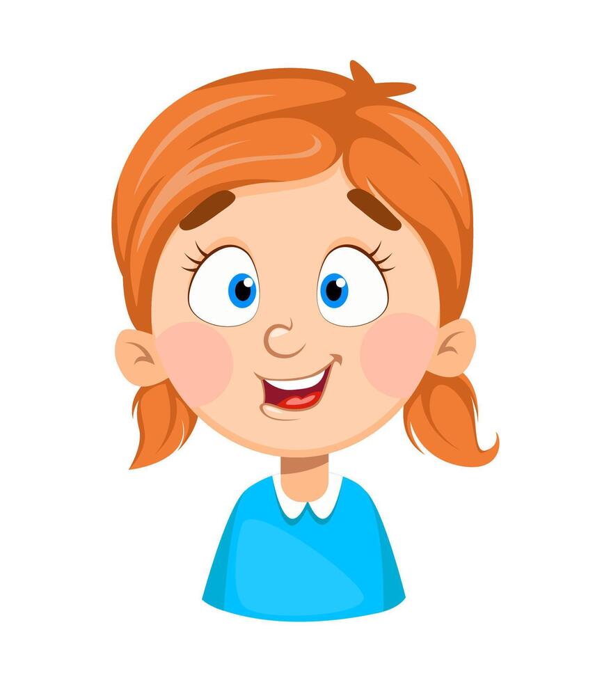 Face expression of cute little girl, smiling vector