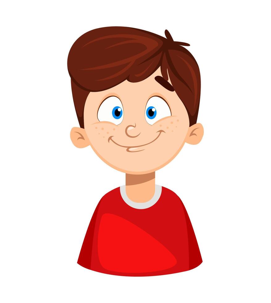 Face expression of cute boy, smiling vector