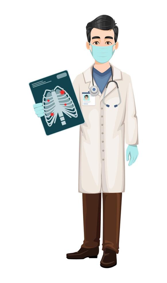 Doctor working during coronavirus outbreak vector
