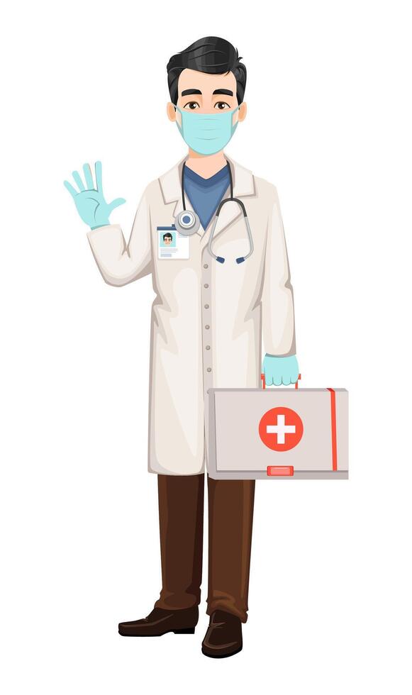 Doctor working during coronavirus outbreak vector