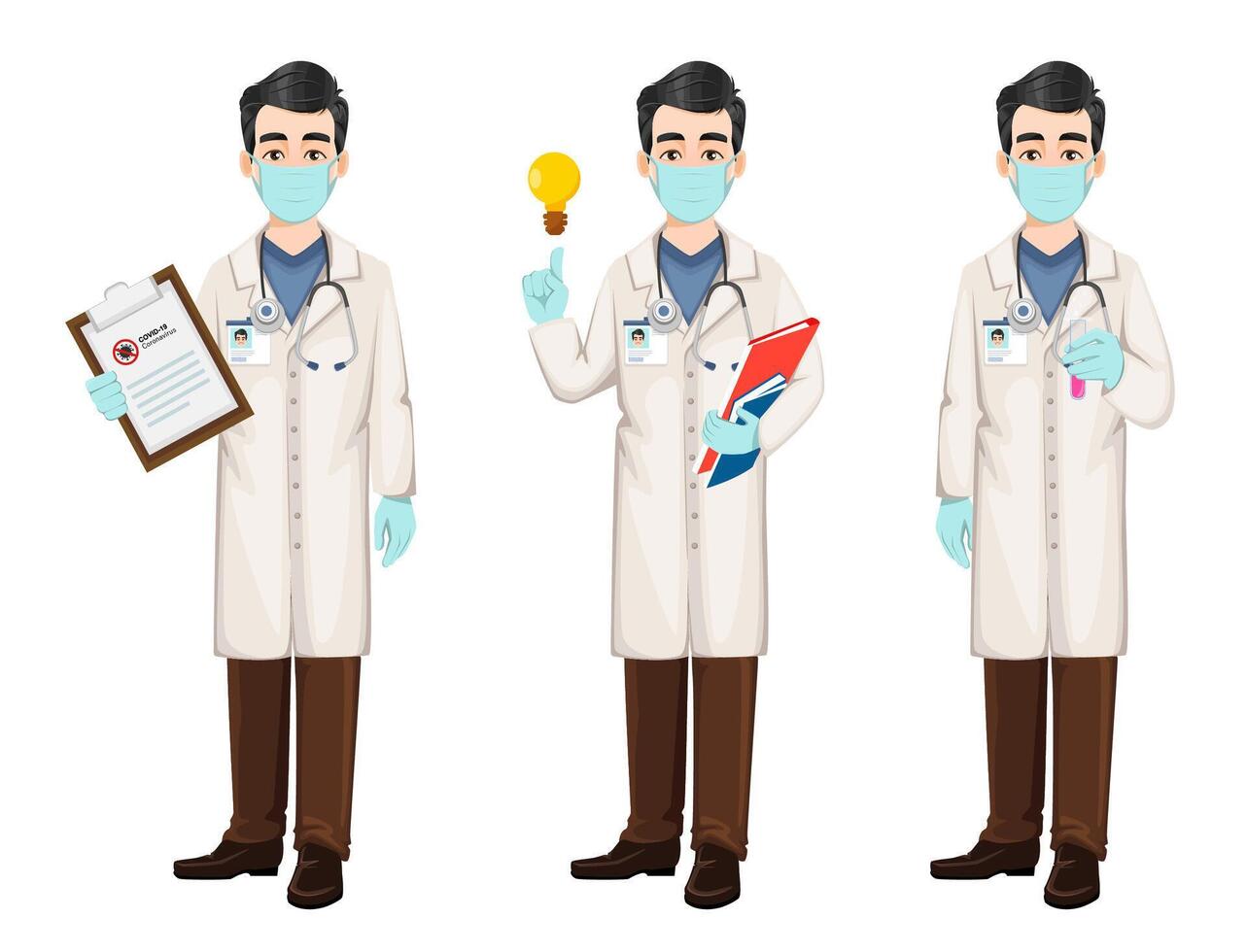 Doctor working during coronavirus outbreak vector