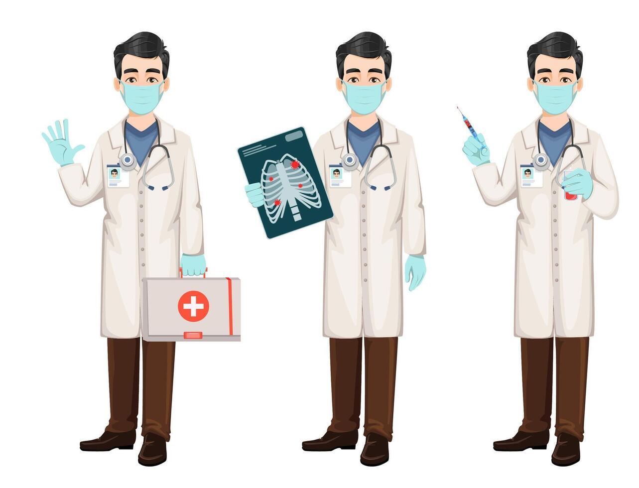 Doctor working during coronavirus outbreak vector