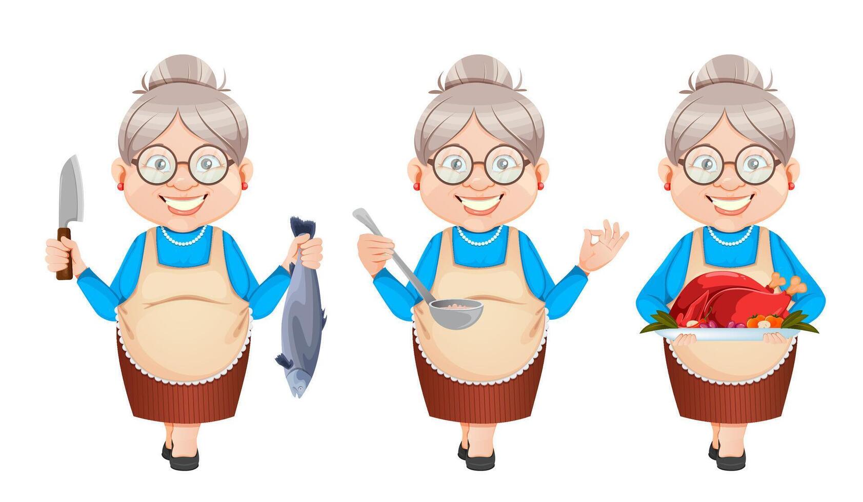 Grandma cartoon character. Happy Grandparents Day vector