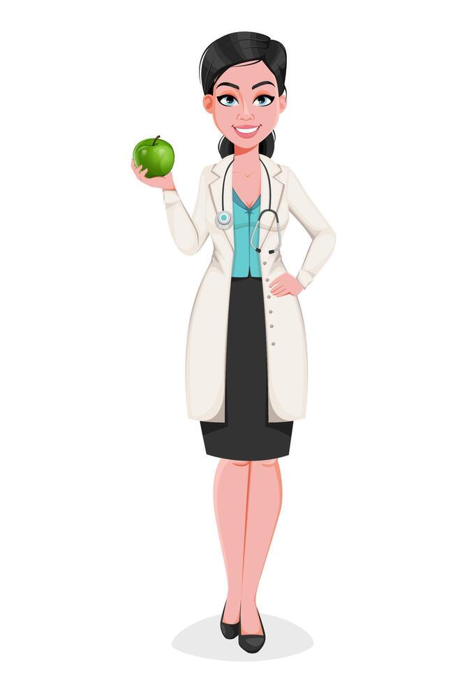 Medical doctor woman cartoon character vector