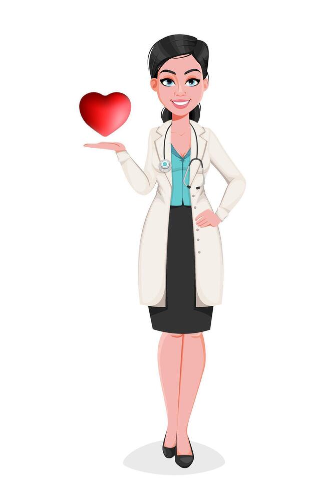 Medical doctor woman cartoon character vector