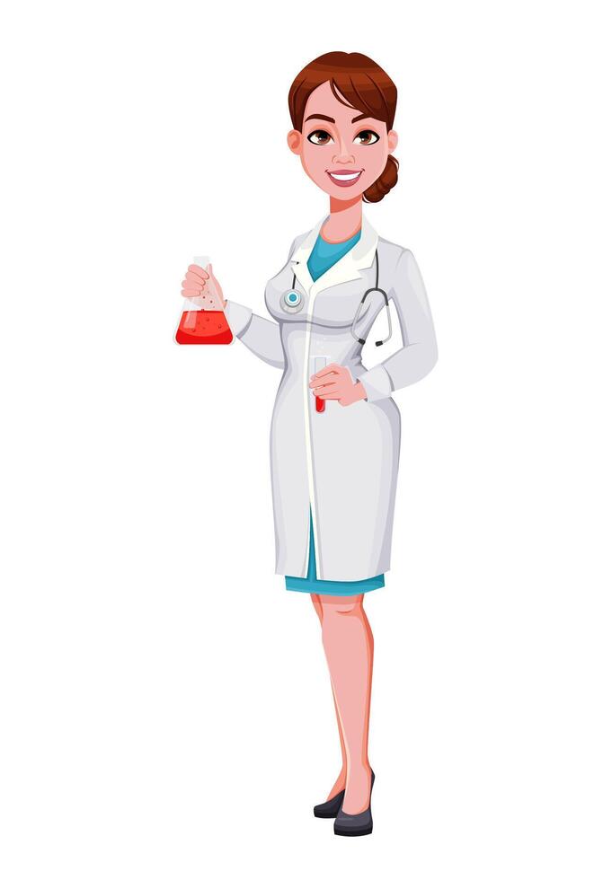 Beautiful young woman doctor vector