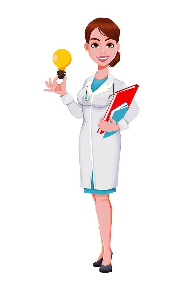 Beautiful young woman doctor vector