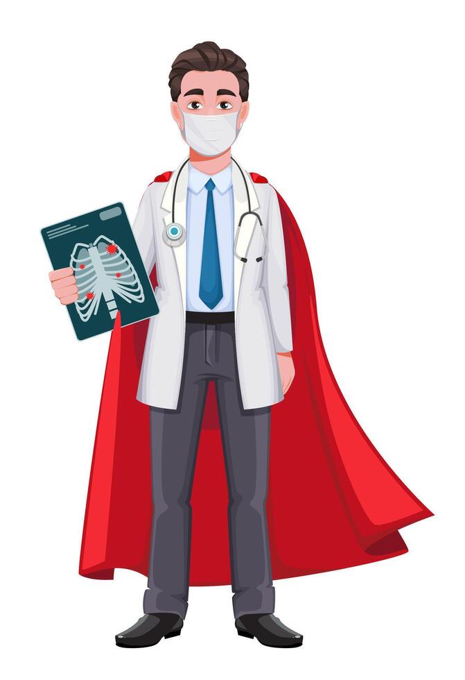 Handsome cheerful male doctor vector