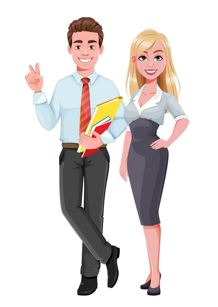 Business woman and business man vector