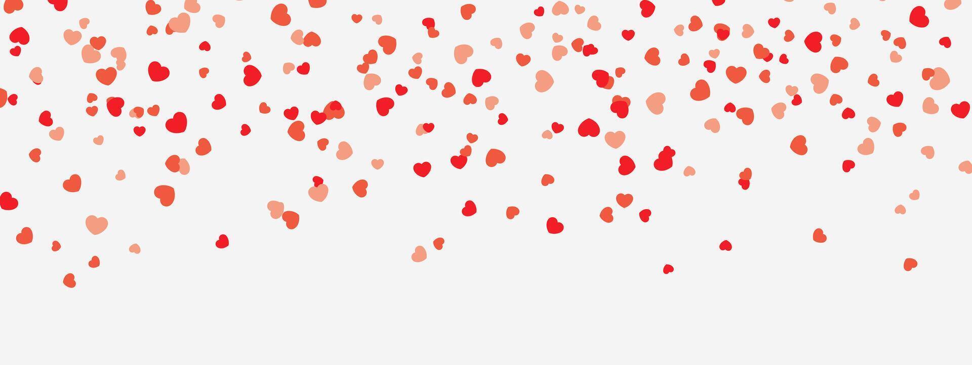 Red and pink little hearts falling from the sky vector