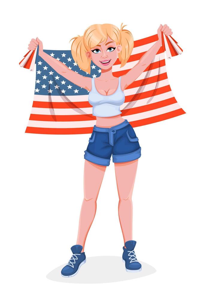 Happy President's day. Beautiful girl vector