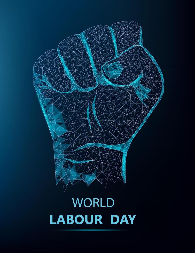 Happy Labor Day greeting card with polygonal hand vector