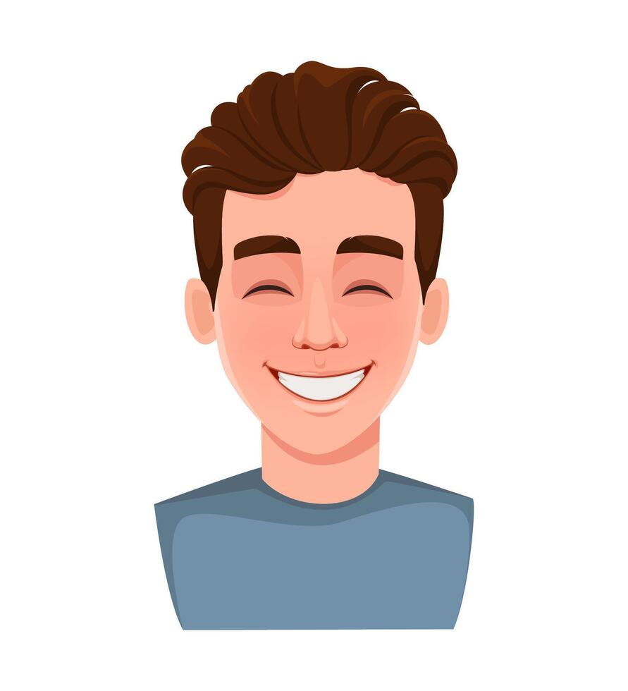 Face expression of handsome man, laughing vector