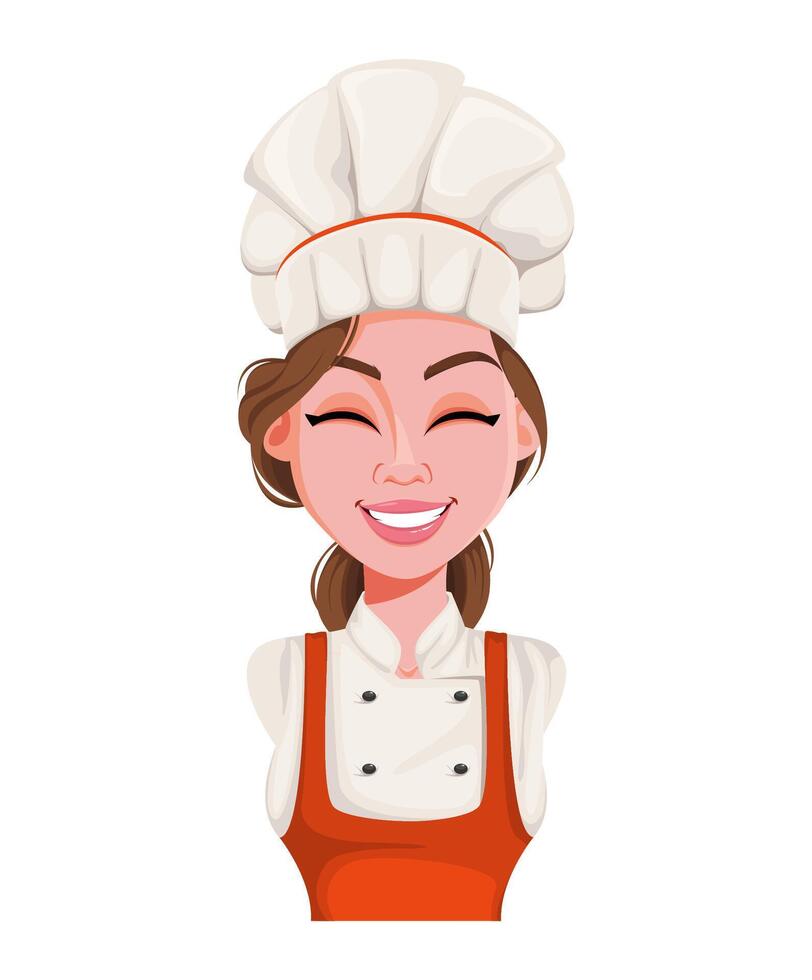 Face expression of beautiful young chef woman vector
