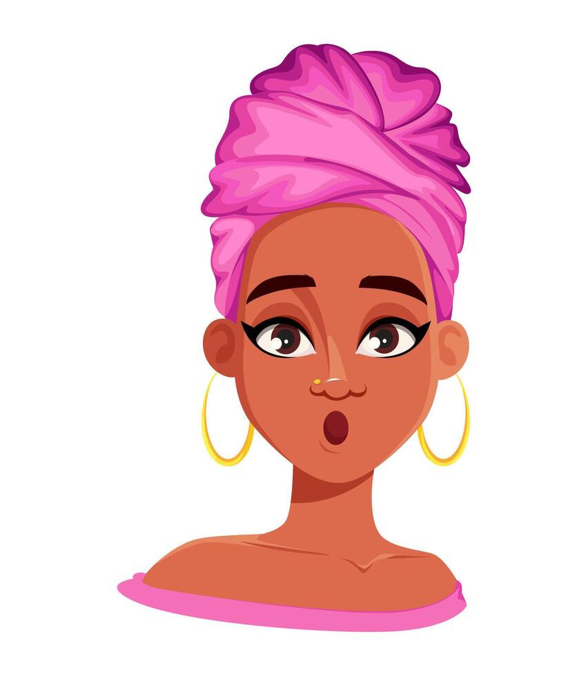 Face expression of African American woman vector