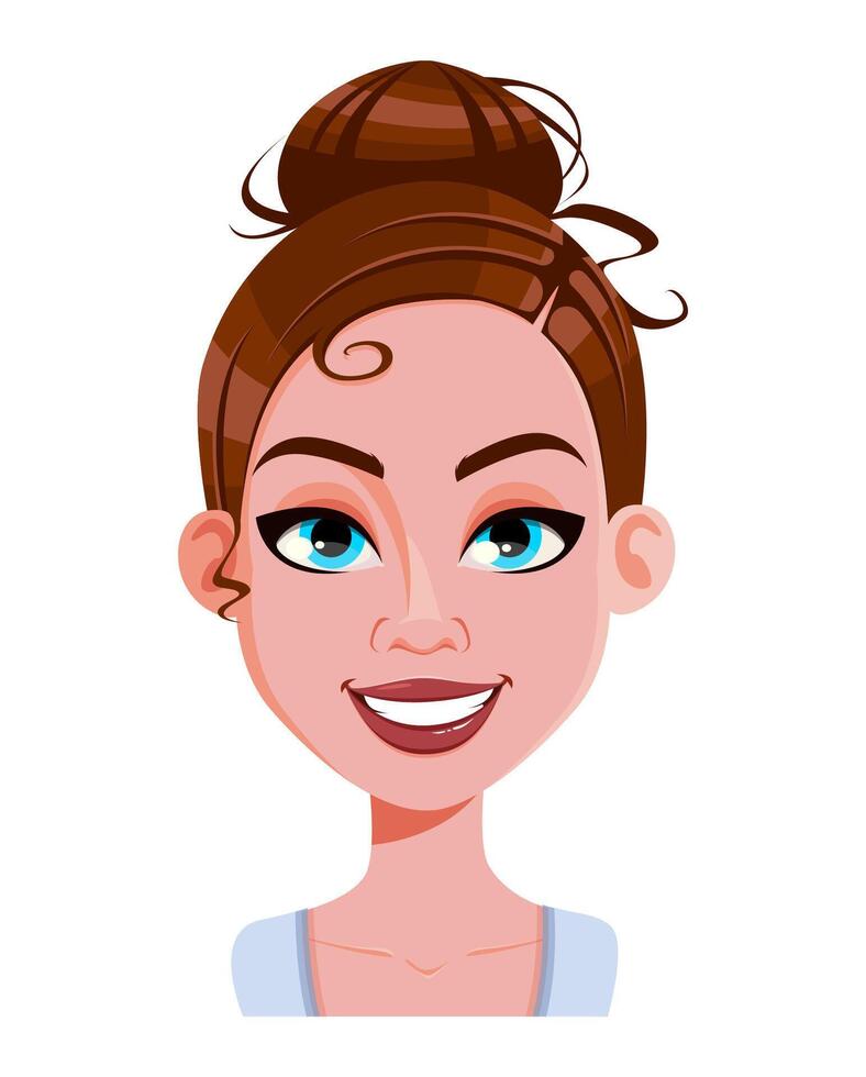 Face expression of beautiful woman. Female emotion vector