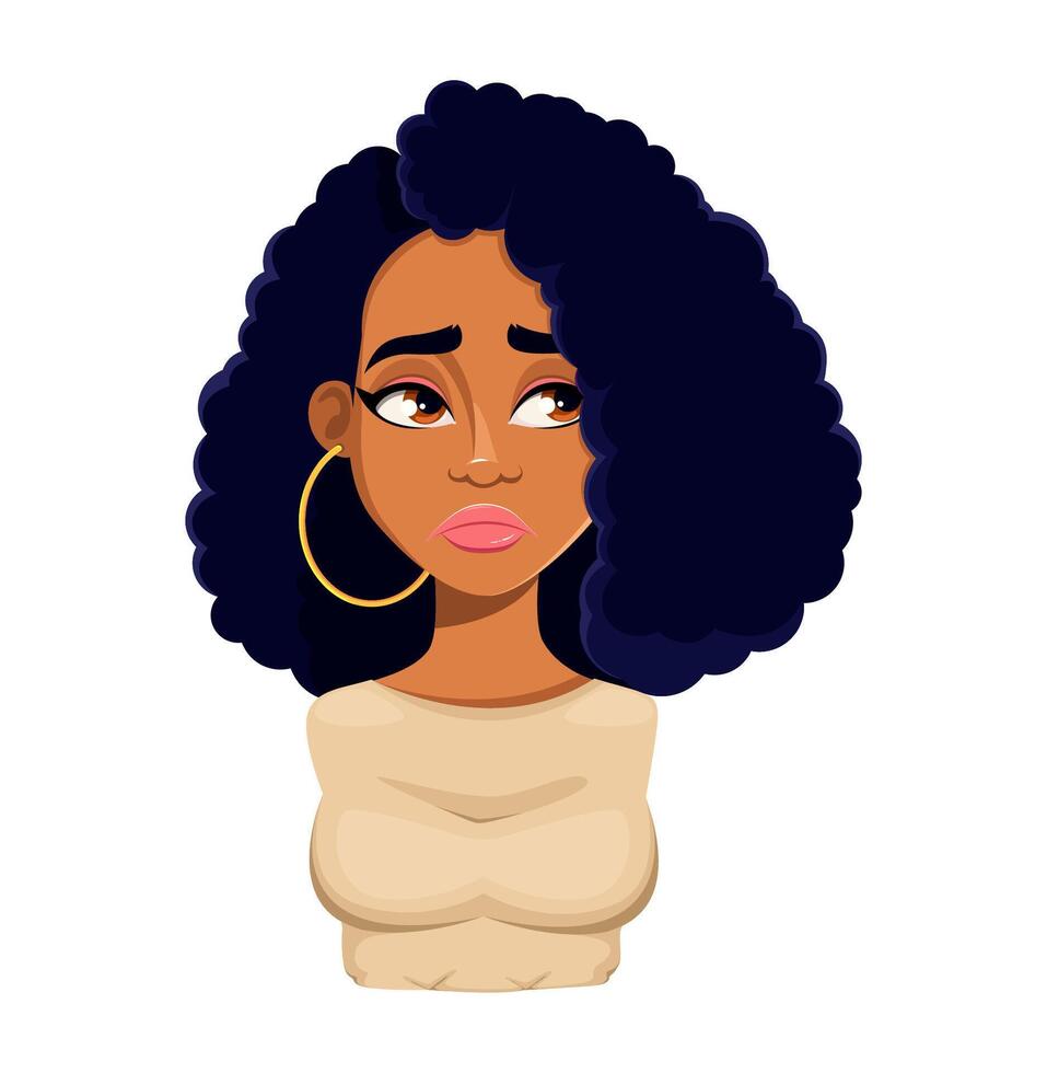 Emotion of beautiful African American woman vector