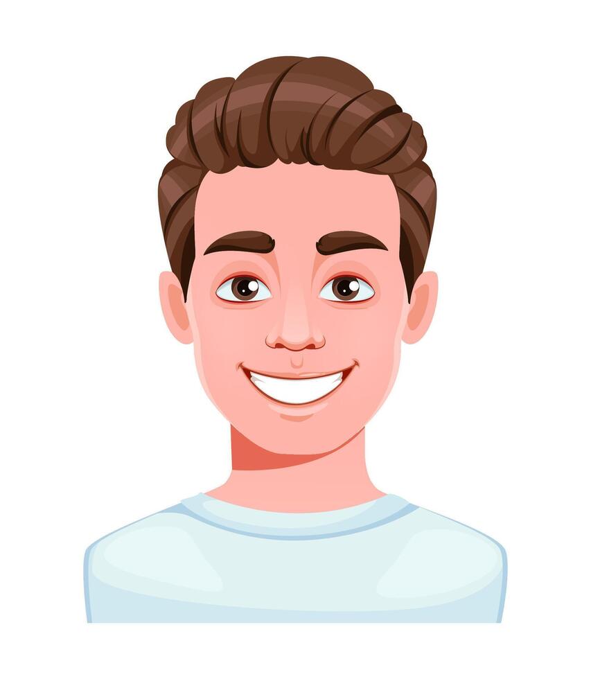Face expression of handsome young man, smiling vector
