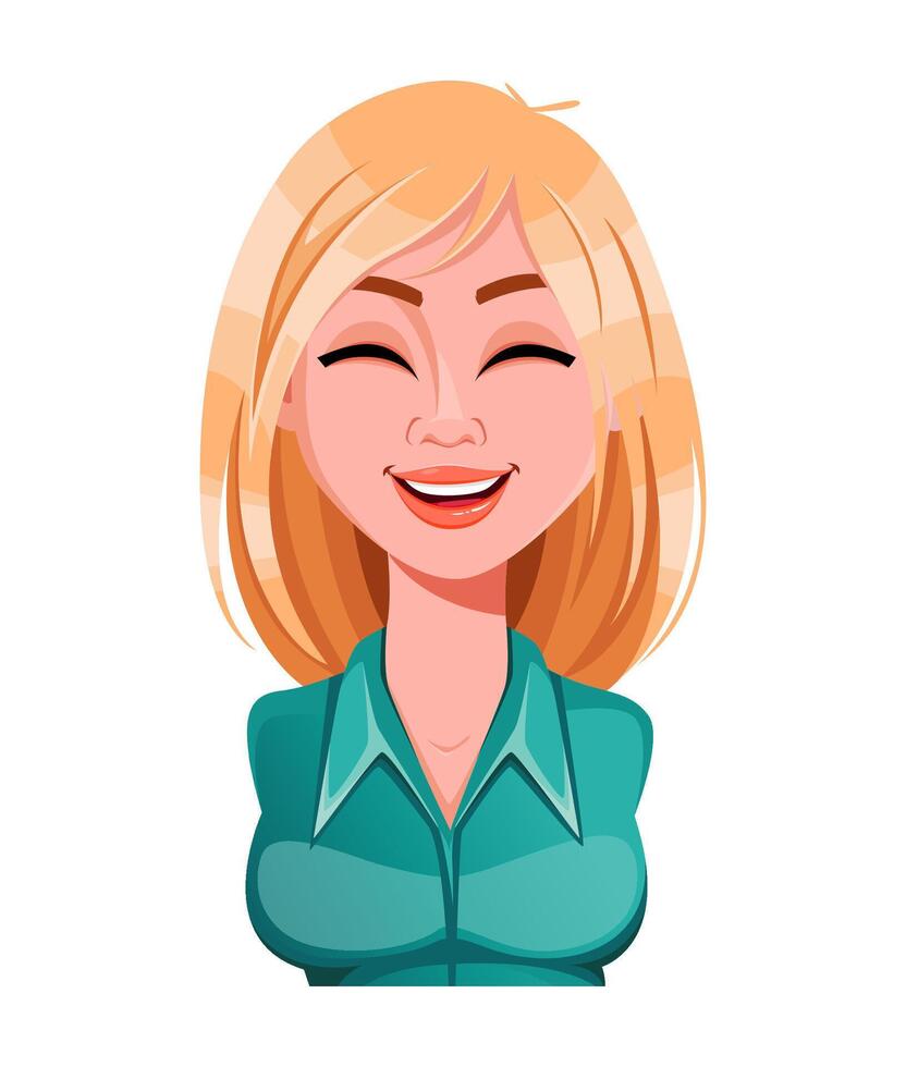 Face expression of beautiful woman, laughing vector