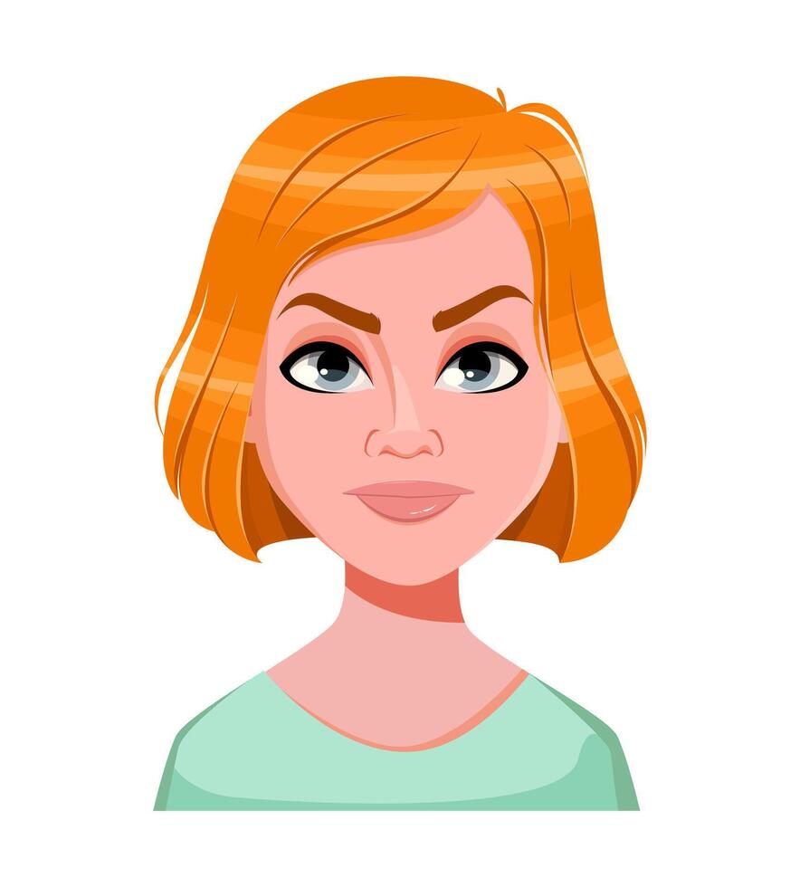 Face expression of redhead woman, angry vector