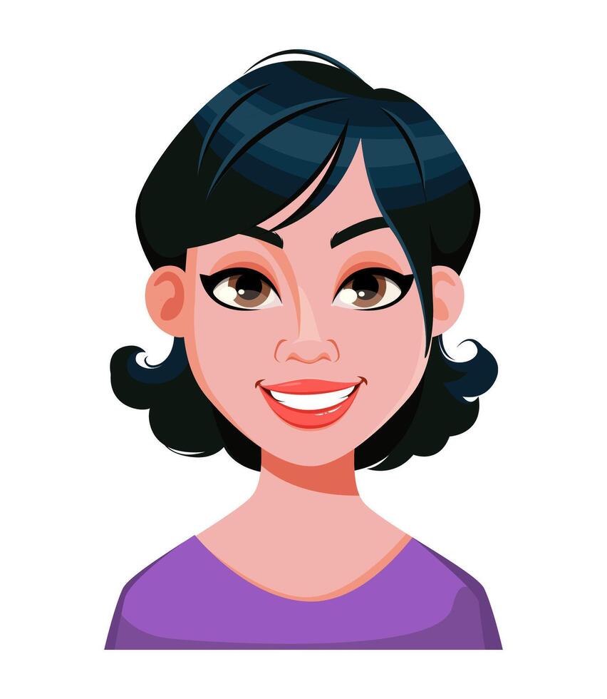 Face expression of woman with stylish haircut vector