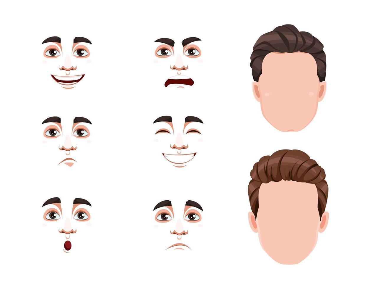 Different male emotions set vector