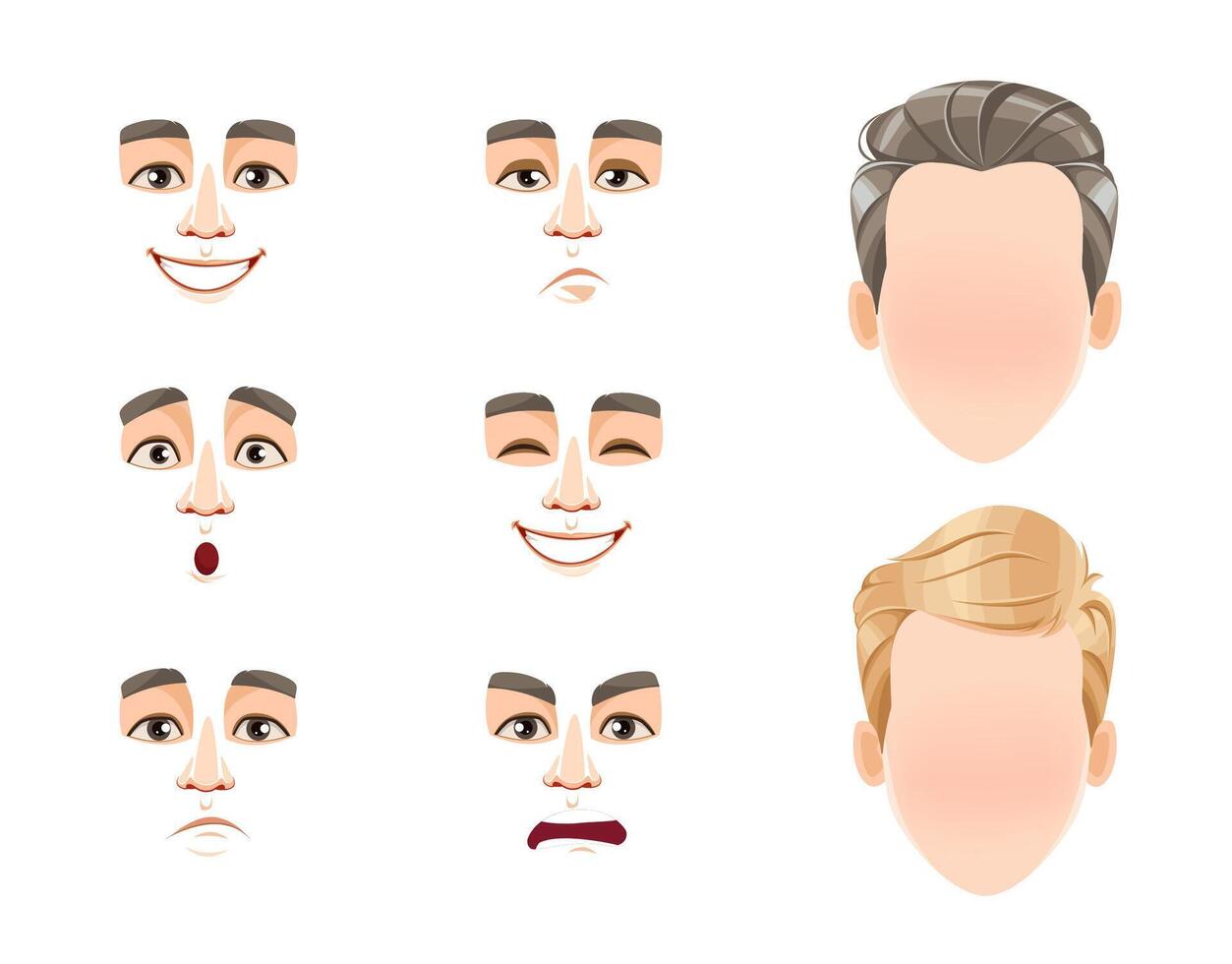 Different male emotions set vector
