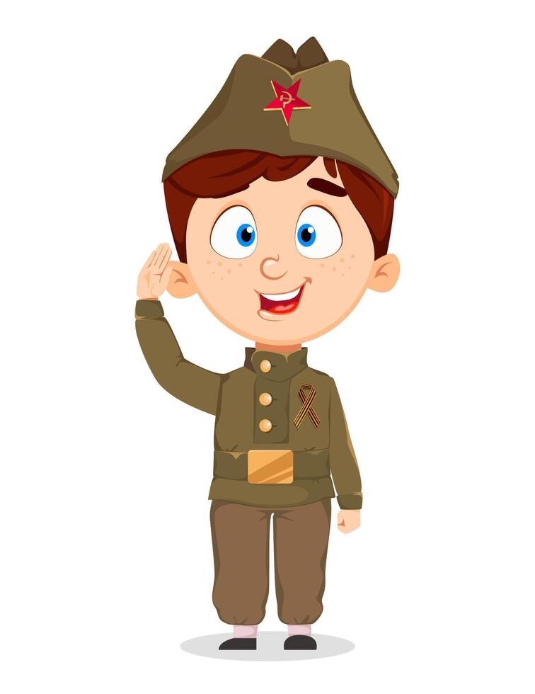May 9. Cute boy. Happy Victory day vector