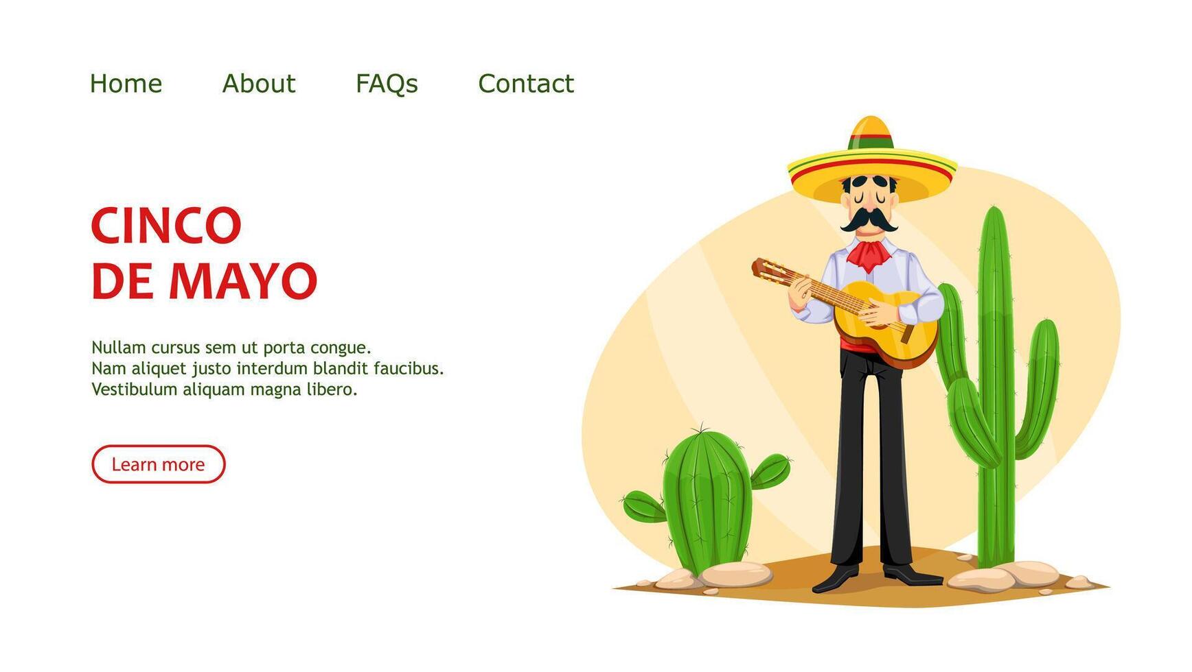 Mexican man in sombrero playing the guitar vector