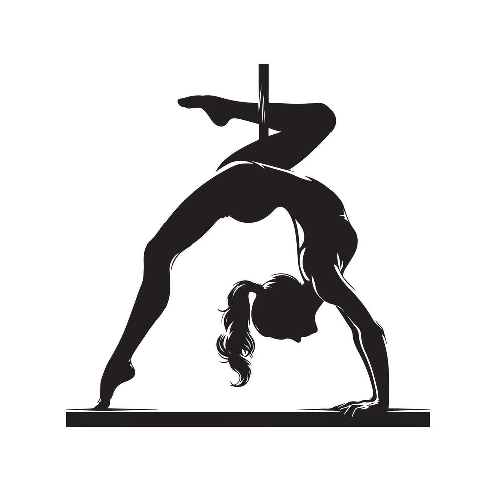 Gymnastics female silhouette illustration set on isolated background vector