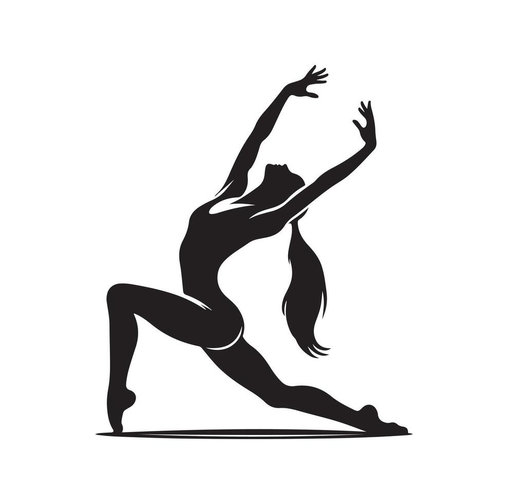 Gymnastics female silhouette illustration set on isolated background vector