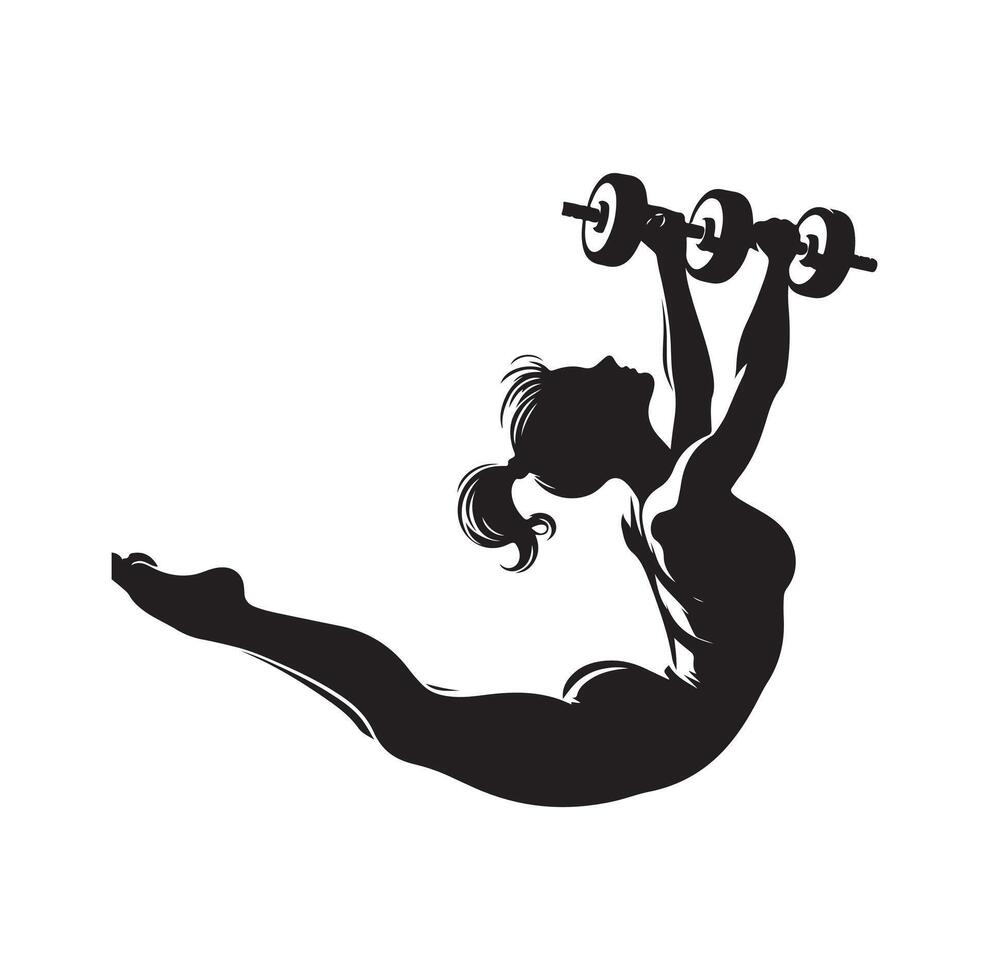 Gymnastics female silhouette illustration set on isolated background vector
