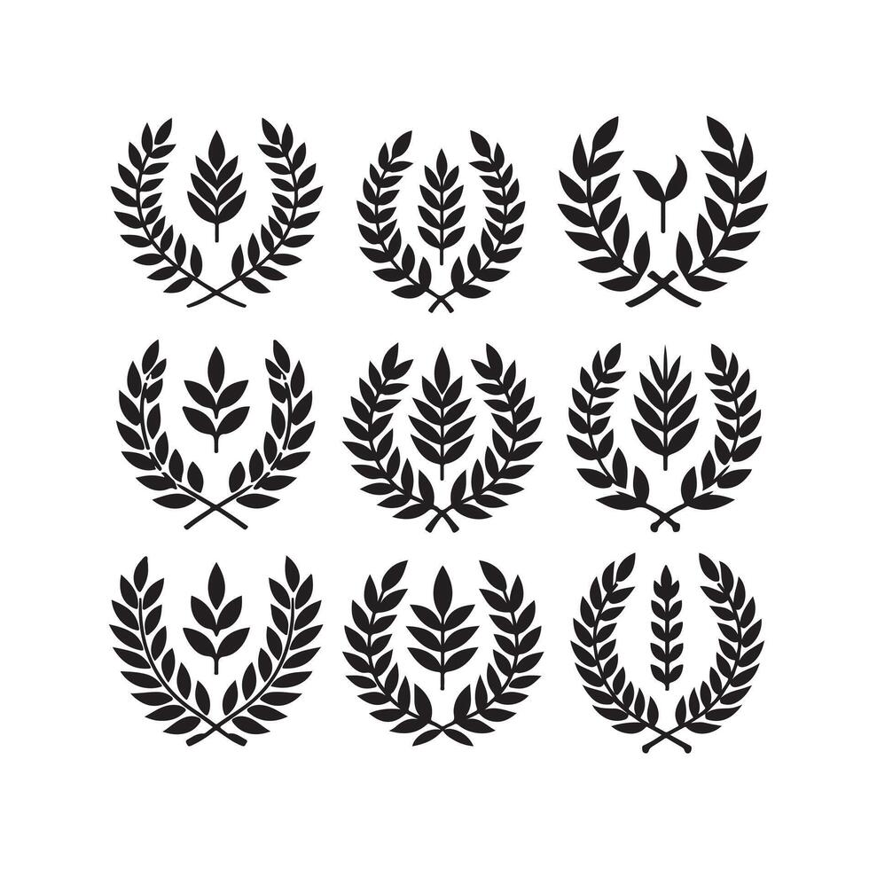 Minimal laurel sign illustration icon logo on isolated white background vector