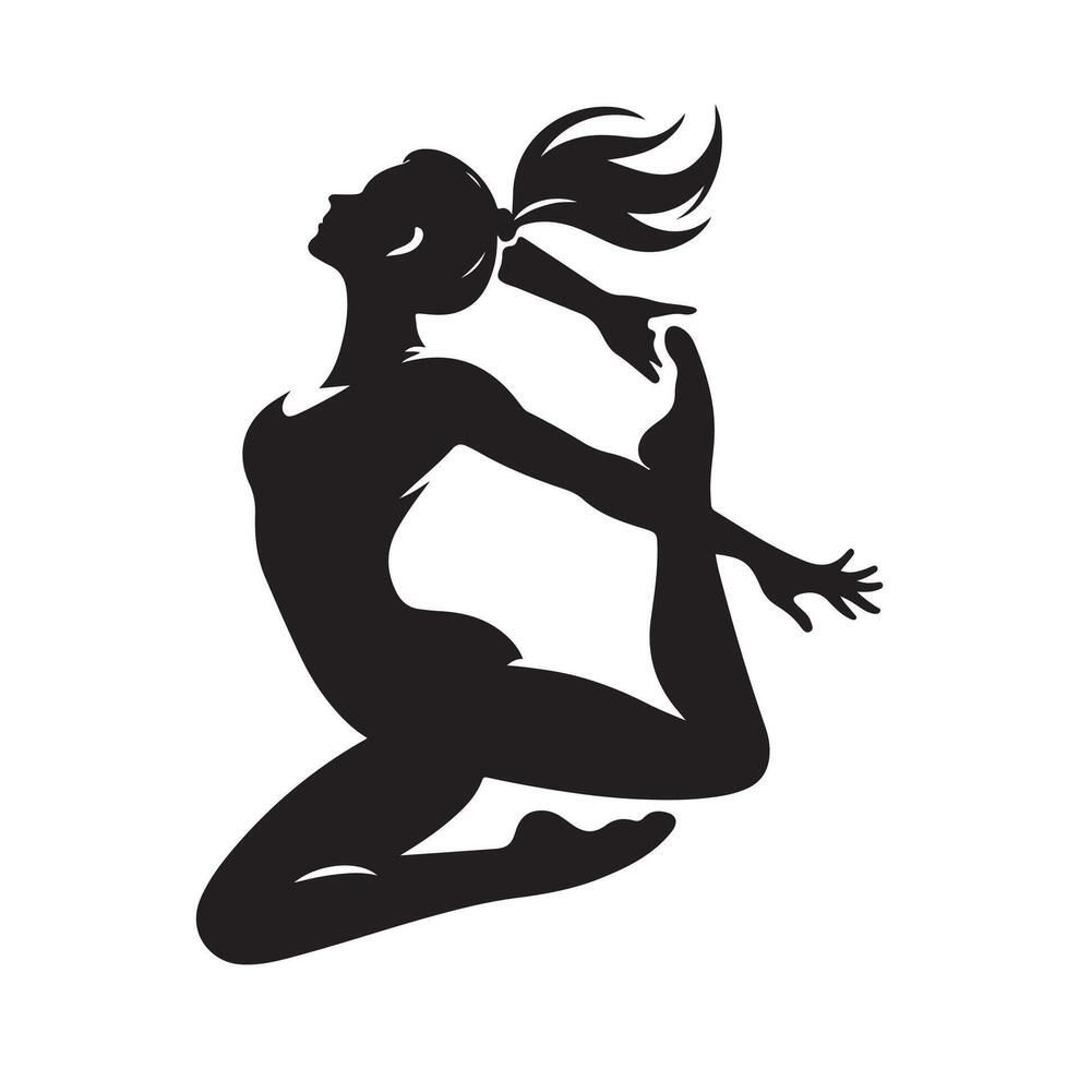 Gymnastics female silhouette illustration set on isolated background vector