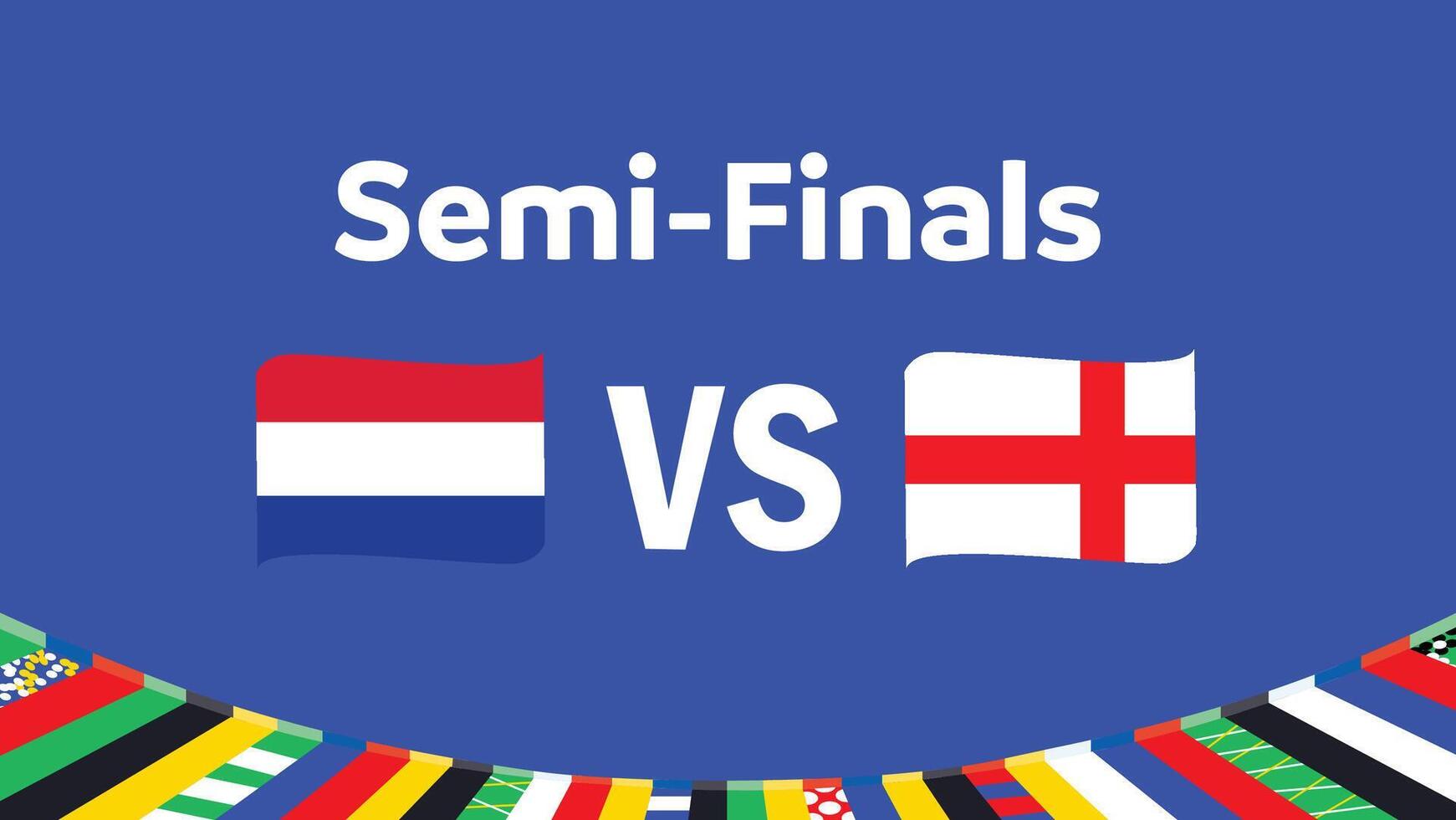 Netherlands And England Match Semi Finals Emblem Ribbon Design European Nations 2024 Teams Countries European Germany Football Symbol Logo Illustration vector