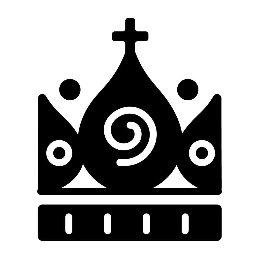 A glyph style icon of royal crown vector